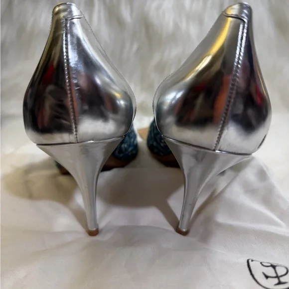 Tabitha Simmons Blue and Silver Floral Heels - Picture 10 of 10